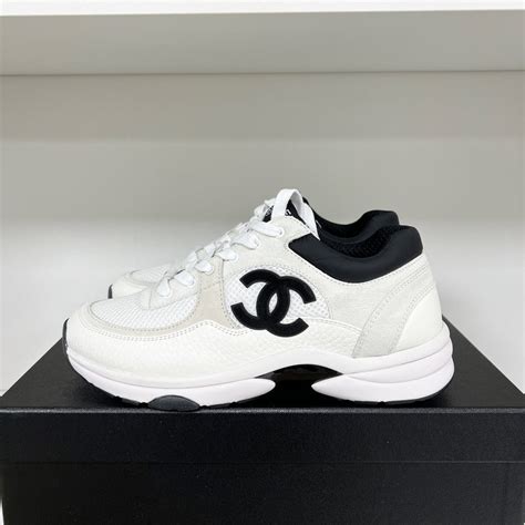 chanel sneakers black and white.